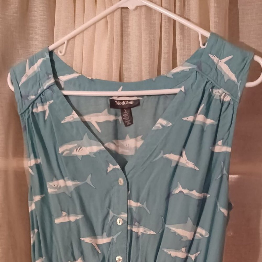 ModCloth Cafe Au Soleil Sleeveless Shark Dress